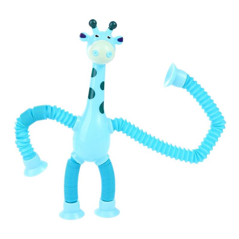Mainan Fidget Diy mainan sensor jerapah tabung Pop mainan cangkir isap hewan mainan sensorik cangkir hisap teleskopik jerapah