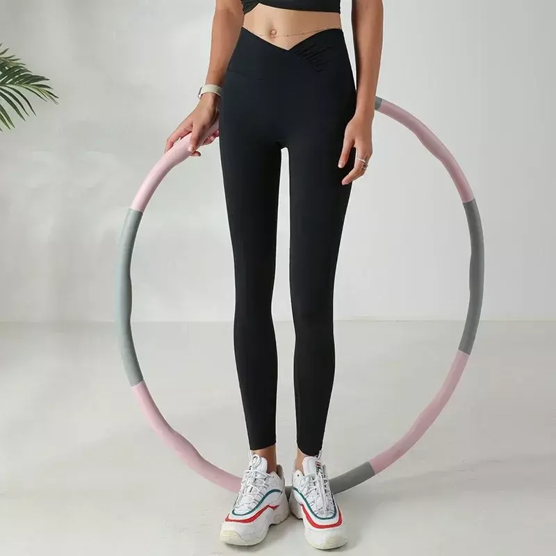 Nowe brzoskwiniowe spodnie do jogi w kolorze nude bez zawstydzającej linii, elastyczne spodnie fitness z wysokim stanem i biodrami
