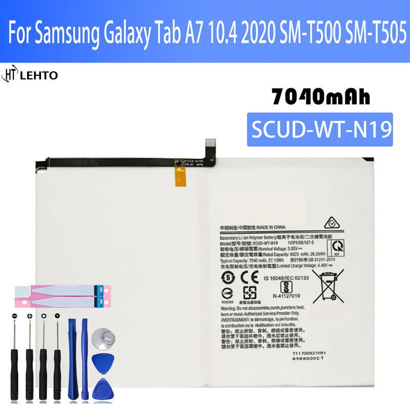 SCUD-WT-N19แบตเตอรี่สำหรับ Samsung Galaxy Tab A7 10.4 (2020) อะไหล่แท็บเล็ตสำหรับเปลี่ยนความจุ T505N SM-T505 SM-T500