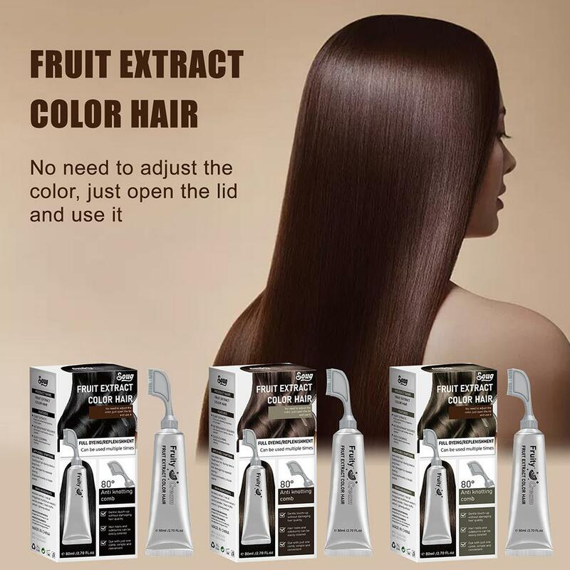 80ml czarnej owocowej rośliny krem do koloryzacji włosów ekstraktu esencja do farbowania włosów z grzebieniem szampon koloryzujący bąbelkami botanicznymi farbowanie włosów piękna