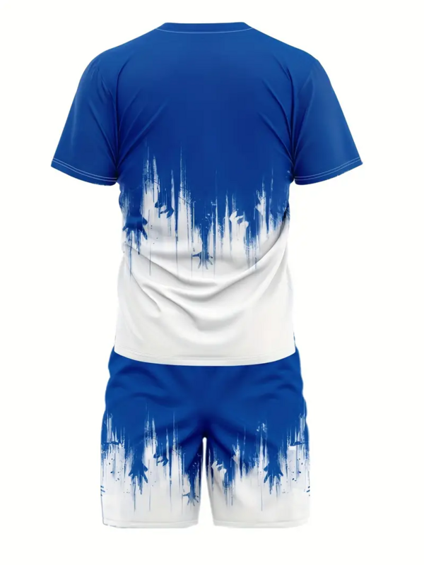 Ropa Deportiva de verano para hombre, Conjunto de camiseta de manga corta, ropa deportiva informal de 2 piezas, color blanco y negro