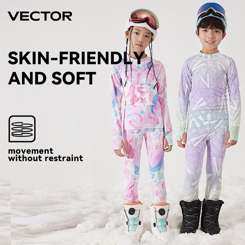 VECTOR Crianças Ultra Macio Inverno Quick Dry Base Layering Set Microfiber Fleece Roupa Interior Térmica Long Johns Set Roupas