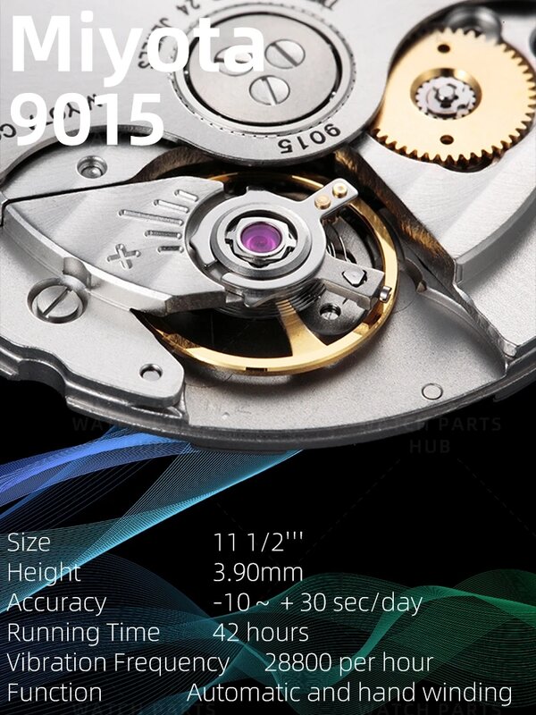Jam tangan Miyota 9015 baru gerakan jam tangan 3 bagian jam tangan mekanis gerakan otomatis mousepy asli Citizen