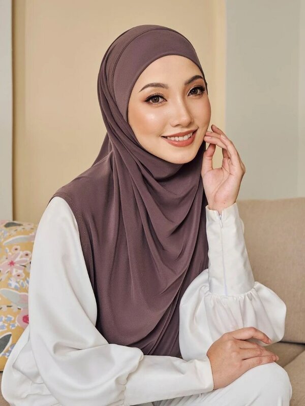 Turbante de Hijab Para mujer, Jersey de moda, pañuelo de cabeza doble redondo, Turbante femenino Para fiesta