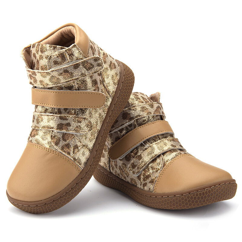 Pekxy BOSA Leopard boots scarpe per bambini per ragazza scarpe alla caviglia stivali in pelle con fondo morbido punta larga scarpe a piedi nudi per ragazzo
