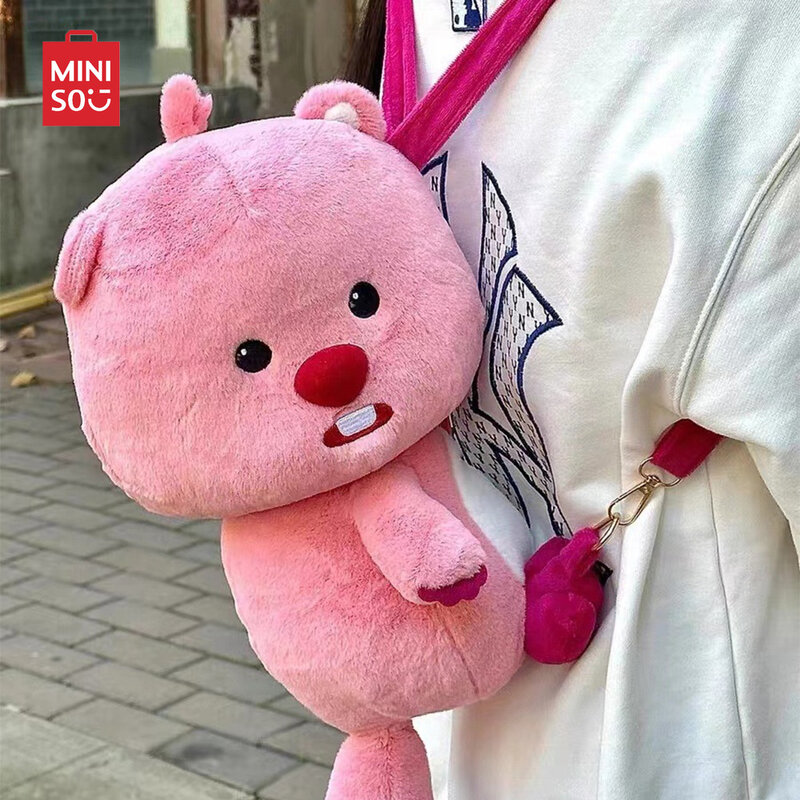 Loopy MINISO Backpack Cute Doll Toys Soft Plush Bag Cartoon Large Capacity Kawaii Storage Bag Backpack for Children Girls Gifts