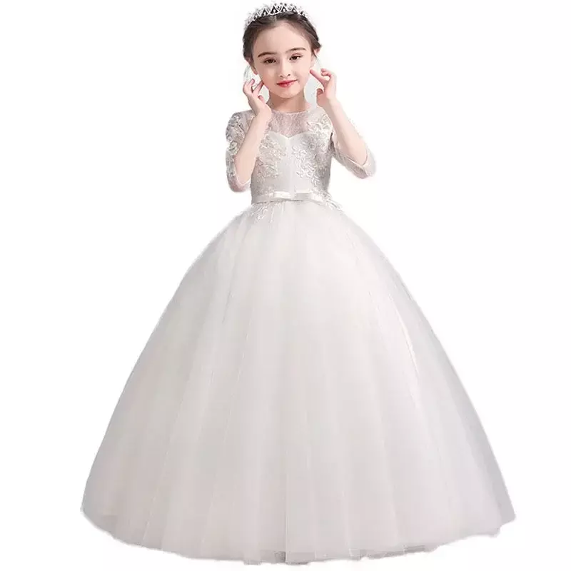 Disfraz de actuación de princesa blanca para niña, ropa de actuación, actuación de canto, traje de coro de escenario, novedad de primavera, 2024