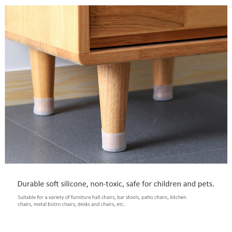 4PCS Super Pratical Chair Leg Caps Anti-Slip Furniture Leg Covers Silicone Round Floor Protectors for Household Supplies