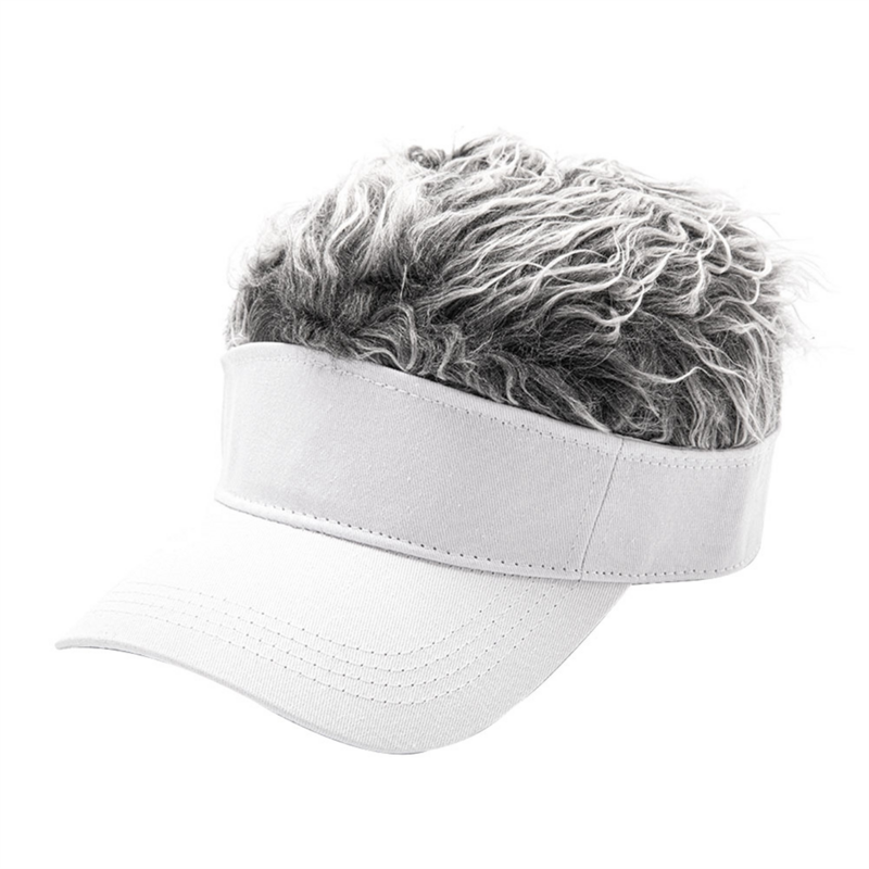 Modowa czepek na perukę Unisex zwięzła daszki przeciwsłoneczne uliczna czapka bejsbolówka w stylu Hip-Hop czapki z prostym daszkiem słońca sztuczne włosy biała i szara