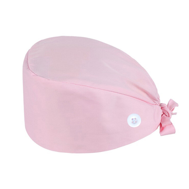 Topi Scrub Warna Solid Topi Bedah Katun Dapat Disesuaikan Aksesori Seragam Perawat Topi Kerja Toko Kecantikan Rumah Sakit Uniseks