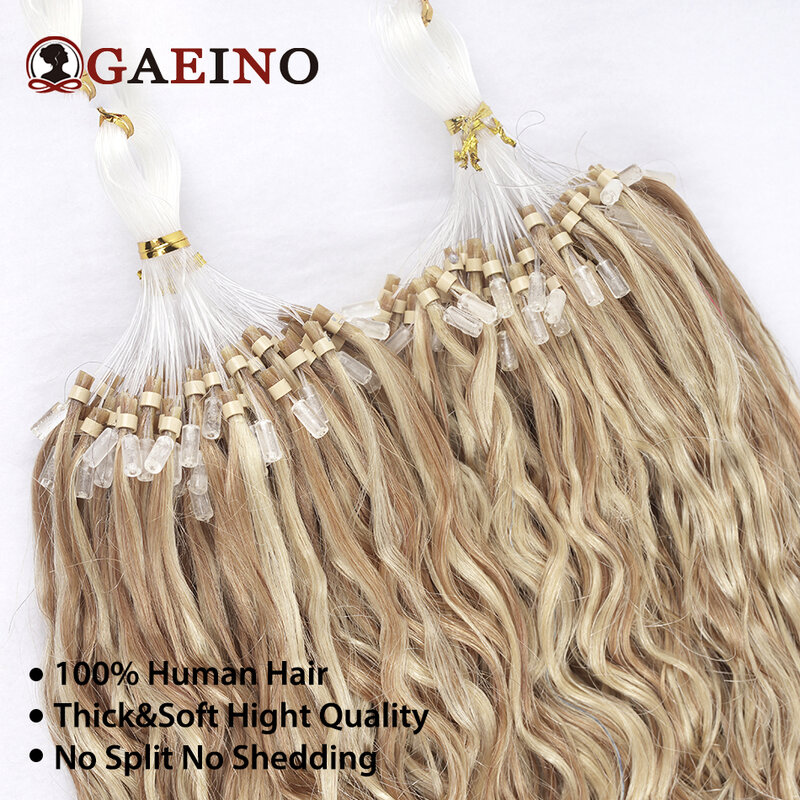 Micro Loop Hair Extensions Human Hair Water Wave Micro Link Hair Extensions Natural Hair Wavy Salon Quality Ombre Highlight