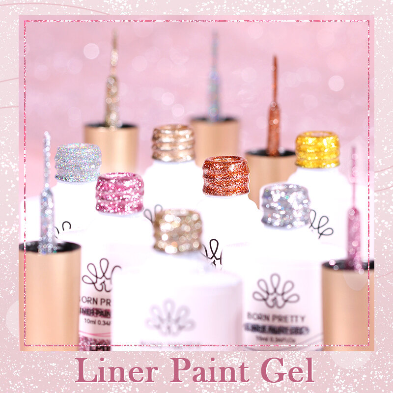 BORN PRETTY-esmalte de uñas en Gel, delineador plateado con purpurina, línea de rayas, semipermanente, para línea de dibujo de uñas francesas, 10ml