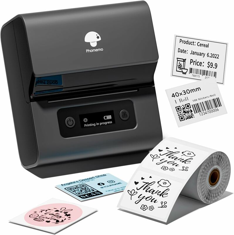 Phomemo-M221 Barcode Label Printer, 3 Polegada Label Maker, Impressora Térmica Bluetooth para Negócios e Uso Doméstico, Compatível com Telefone e PC