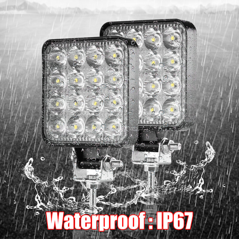 12V Waterdichte Led Werk Licht Bar Vierkante Spotlight 48W Werklamp Koplamp Voor Vrachtwagen Off Road Nacht Rijlicht Voor Suv