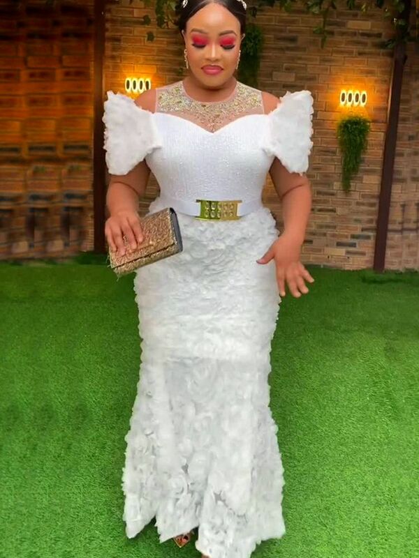 Plus Size Evening Dresses for Women African Luxury Sequin Gown Elegant Turkey Wedding Party Long Dress Ankara Ladies Clothing