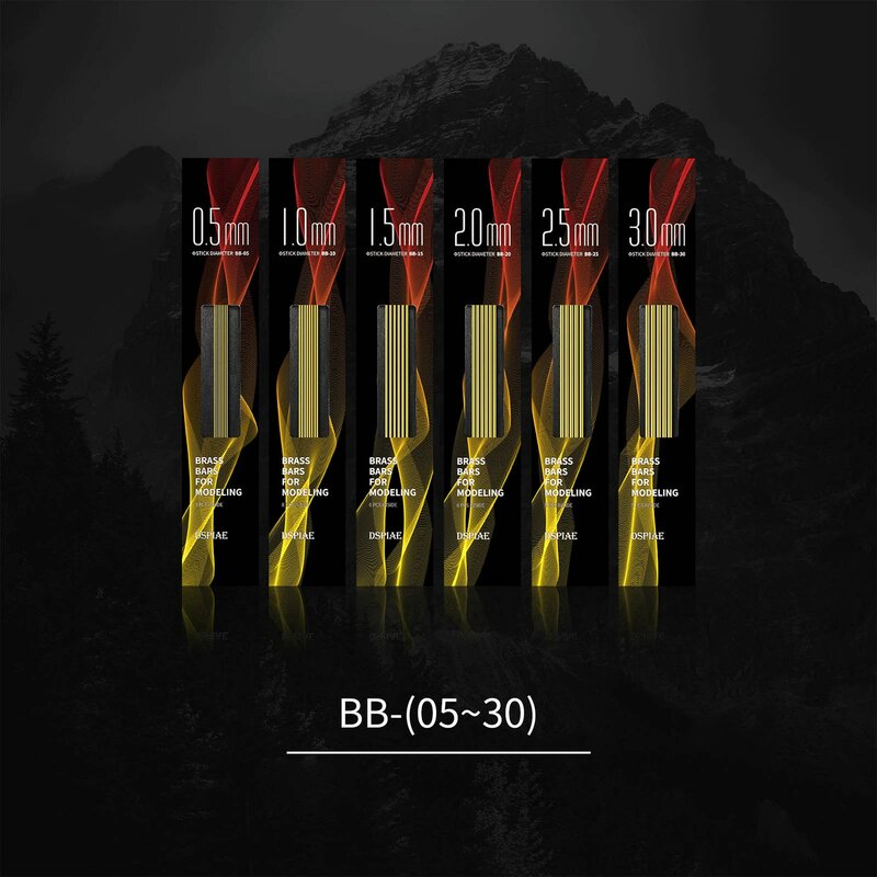 Barras de latão Dspiae BB-Series para modelagem, sem chumbo, Solid Brass Rods, qualidade, 0.5mm, 1.0mm, 1.5mm, 2.0mm, 2.5mm, 3.0mm, 6PCs, 05 30