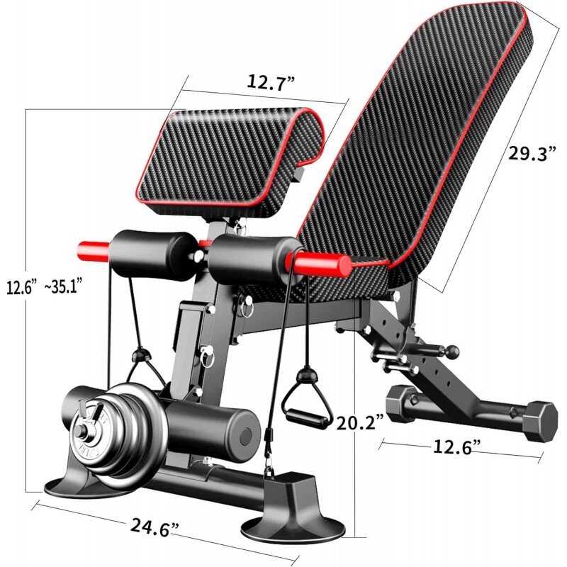 Регулируемая скамейка для упражнений для домашнего тренажерного зала, складные колени для ухудшения всего тела, максимальный вес