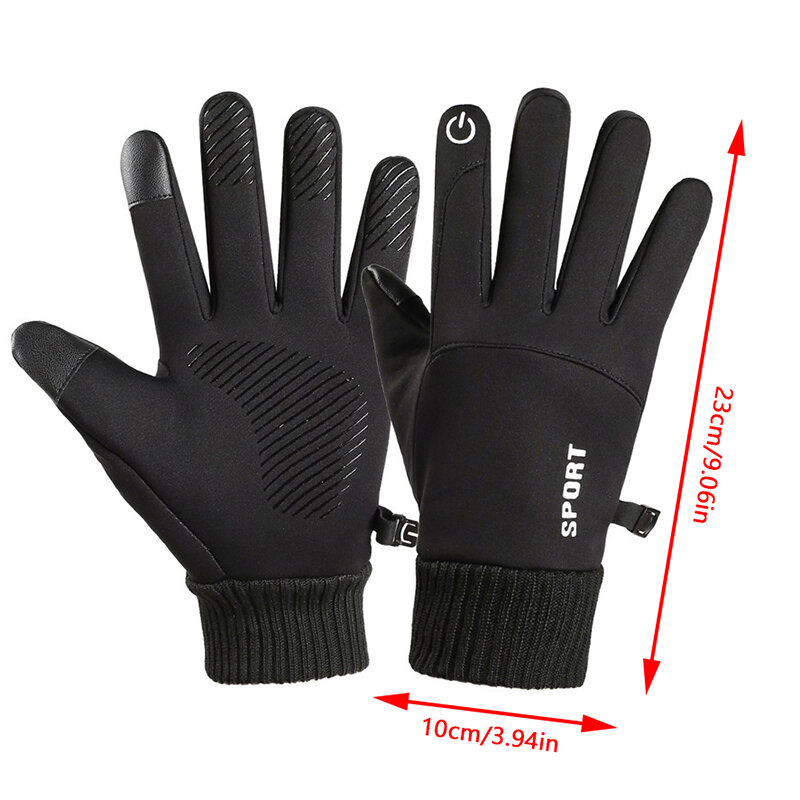 2023 черные зимние теплые водонепроницаемые флисовые перчатки с пальцами для езды на велосипеде, занятий спортом на открытом воздухе, бега, мотоцикла, лыжного спорта, сенсорного экрана