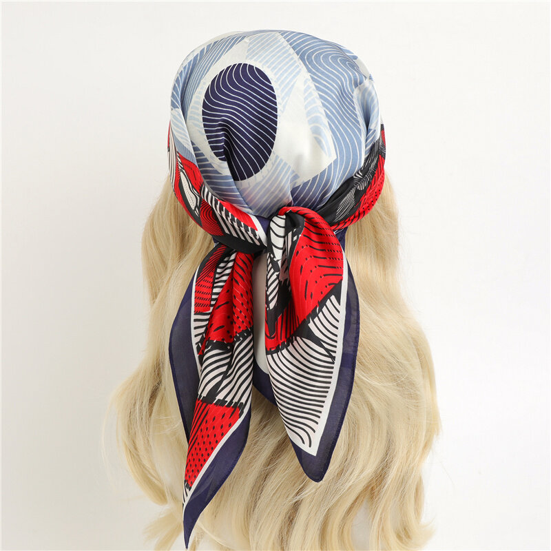 New Design Silk Satin Hair Scarf for Women Luxury Print 70cm Small Neck Tie Femal Headkerchief Hijab Bandana Shawla and Wraps