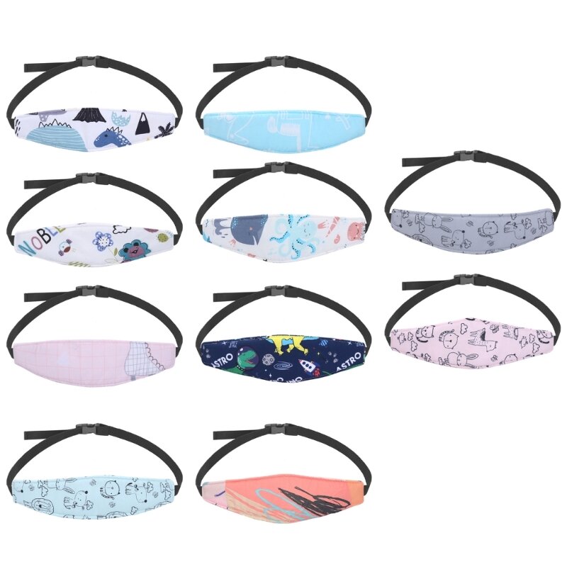 Bandas elásticas suaves para reposacabezas, visera ajustable para soporte cabeza dibujos animados para niños pequeños