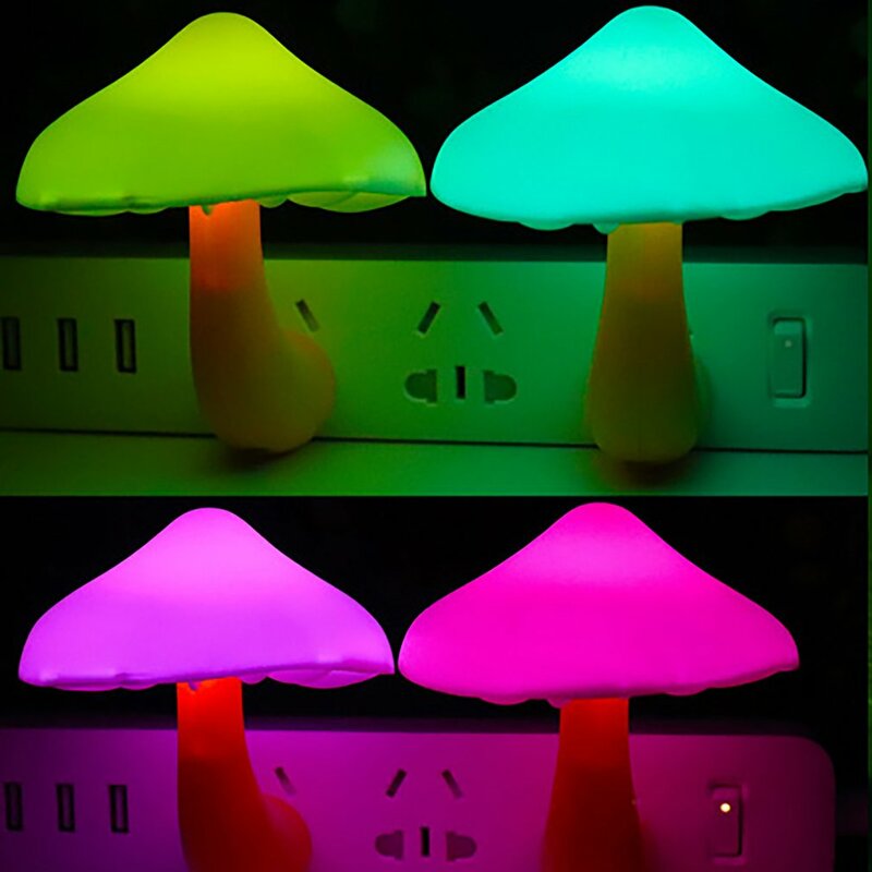 Luces LED de noche con forma de seta, Sensor automático para decoración de Baño, Dormitorio, lámparas de pared, Sensor de control de luz, protección ocular, luz nocturna