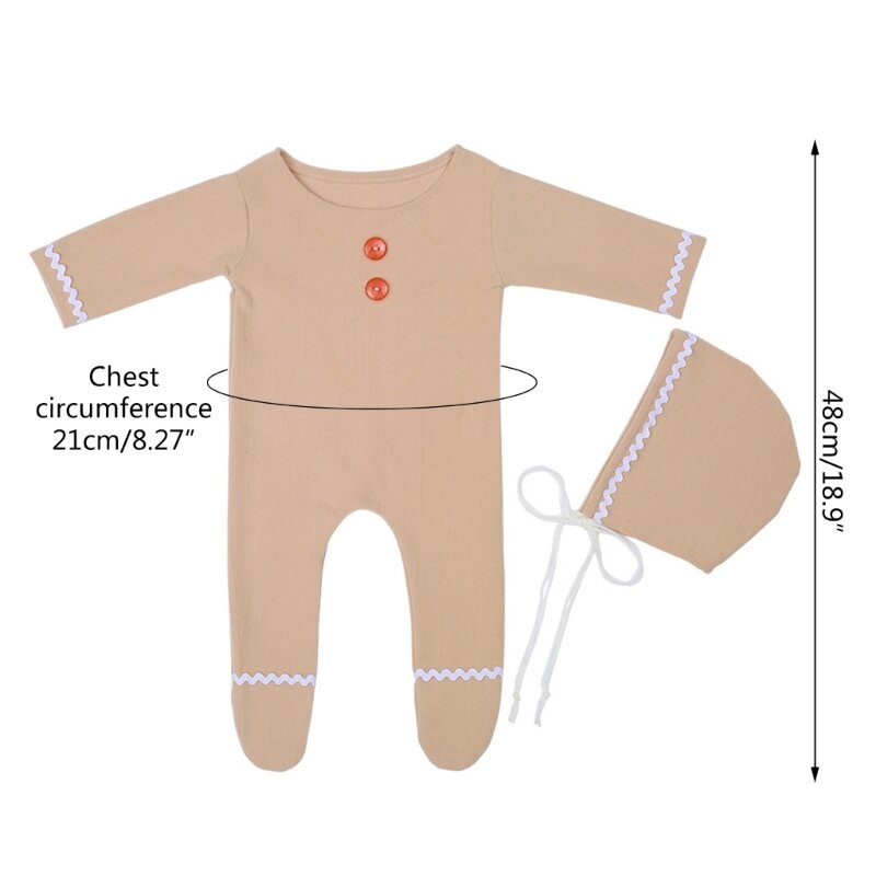 Niedliches Weihnachts-Fotografie-Kostüm-Set für Neugeborene, Baby-Overall mit Schnürmütze, Fotografie-Requisiten für Kleinkinder