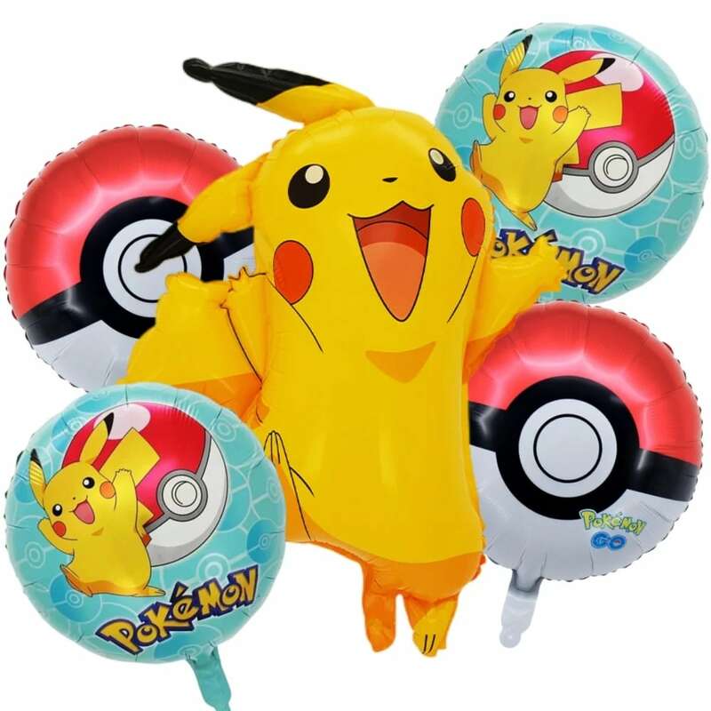 5Pcs/Set Pokemon Balloon Pikachu Aluminum Foil Balloons 1st Kids Pokemon Theme Birthday Party Decorations Baby Shower Globos