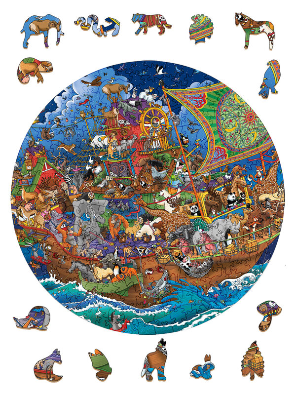 Funny Wooden Puzzles Sea Sailing Animal Wood Jigsaw Puzzle Craft Irregular Family Interactive Puzzle Gift for Friend Game Toy