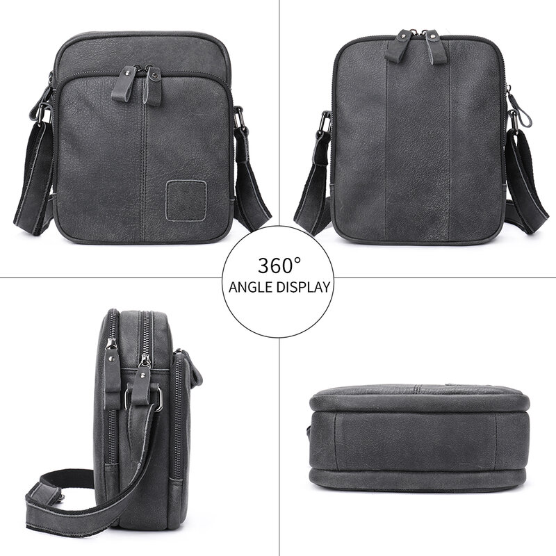 WESTAL 100% Genuine Leather Bag Men's Shouder Bag Black Crossbody Messenger Bags with Cardholder Party Designer Bags Man 6019