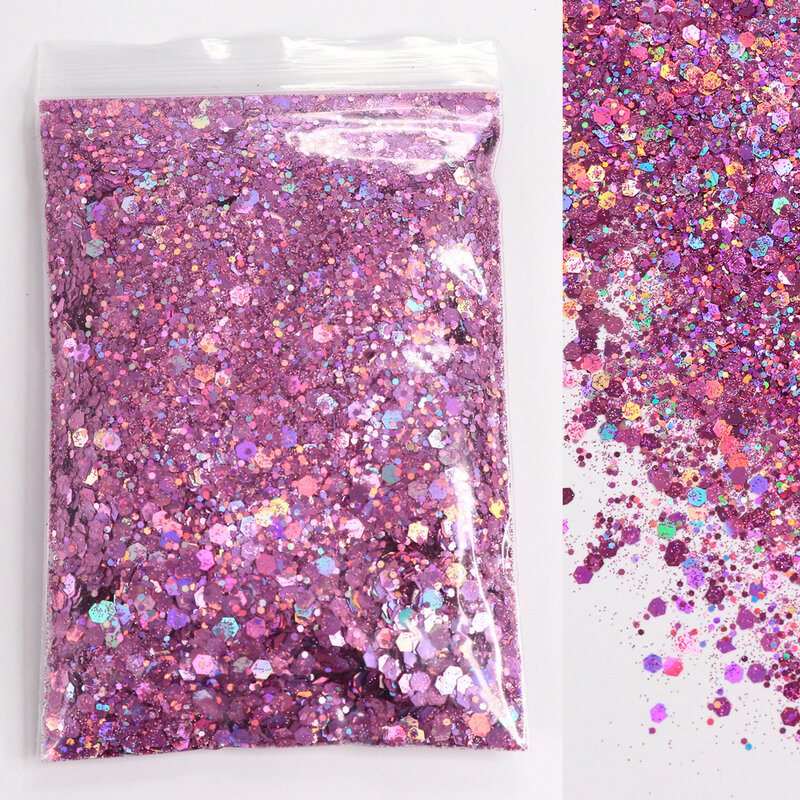 10G/Bag Holographic Mermaid Nail Art Glitter Mix Size Chunky-Hexagon Laser Shape Sequins Shiny Manicure Flakes Decoration