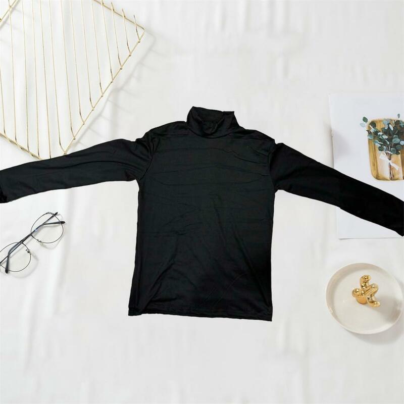 Stylish Men Pullover Skin-friendly Long Sleeve Comfy Solid Color Turtleneck Pullover  Pullover Top All-matched