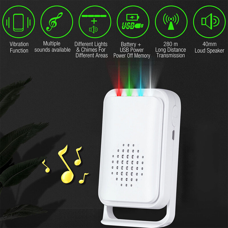 Wsdcam 30 Ringtones Welcome Alarm Shop Store Chime Infrared PIR Motion Sensor Detector Entry Entry Alarm Bell for Home Security