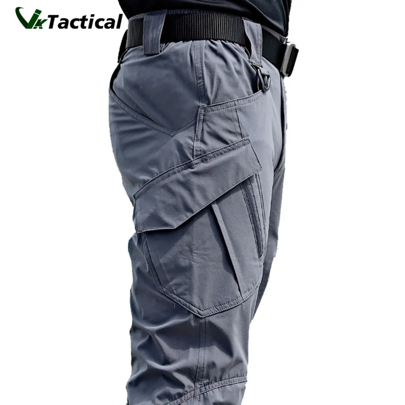 Męskie spodnie taktyczne wiele kieszeni sprężystość wojskowe miejskie spodnie milczące męskie wąskie grube spodnie Cargo 5XL
