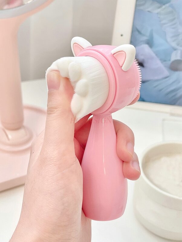 Cepillo portátil de silicona para lavado de cara, limpiador facial, fabricante de espuma, bonito cepillo de limpieza de garra de gato