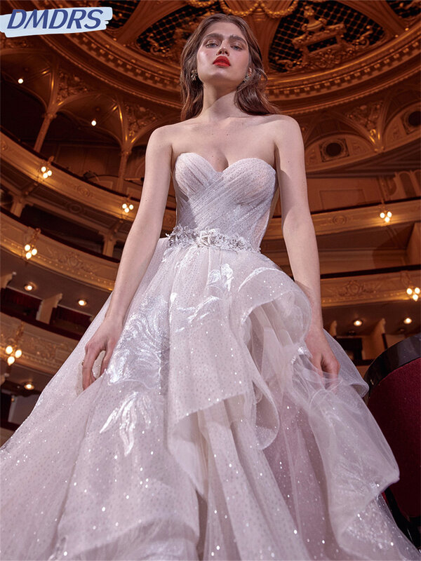 Eleganckie suknie ślubne 2024 seksowne suknie ślubne bez rękawów urocze syrenka i aplikacje na podłogę sukienki na imprezę Vestidos De Novia