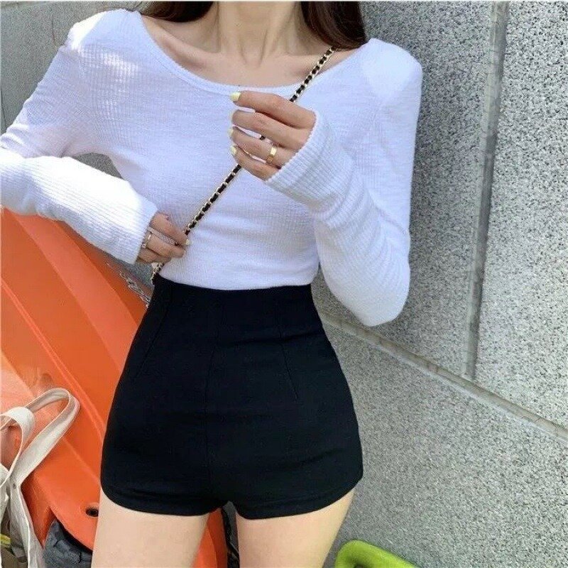 Minimalistische Shorts Voor Vrouwen High Street Zomer Hete Meisjes Kleding All-Match Zwart Cool Nieuwe Trendy Skinny Koreaanse Stijl Casual