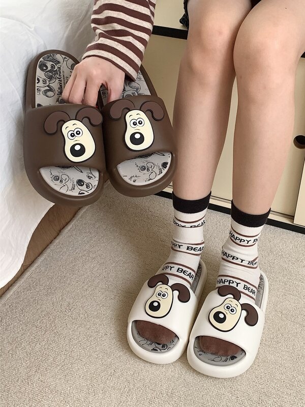 Zapatillas antideslizantes para hombre y mujer, sandalias de verano con diseño de perro bonito, suela suave, para el hogar y el baño