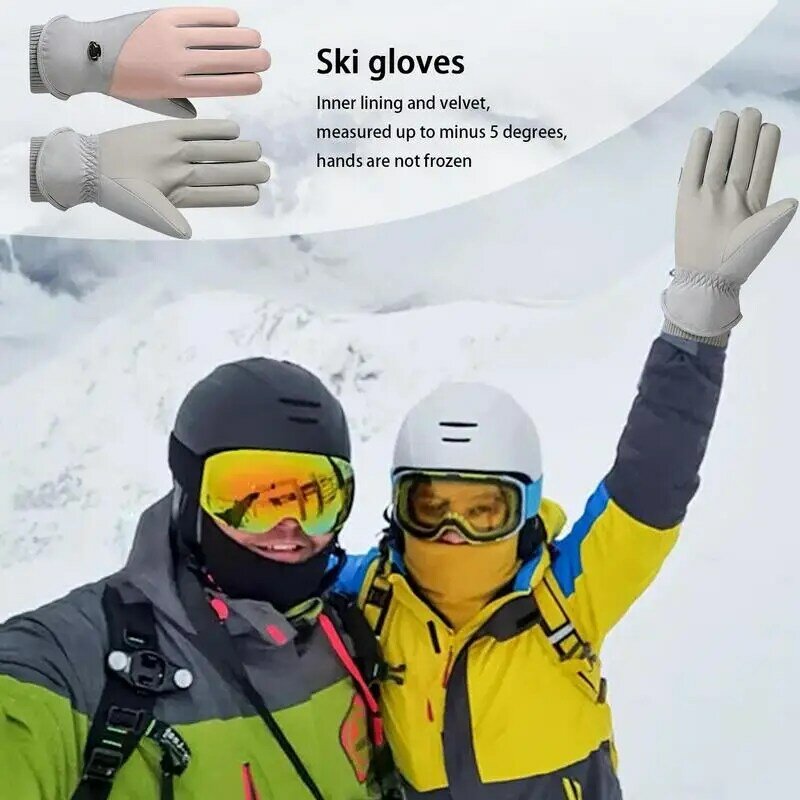Luvas impermeáveis de esqui touchscreen para meninas, luvas antiderrapantes, quentes para o inverno, corrida e caminhadas