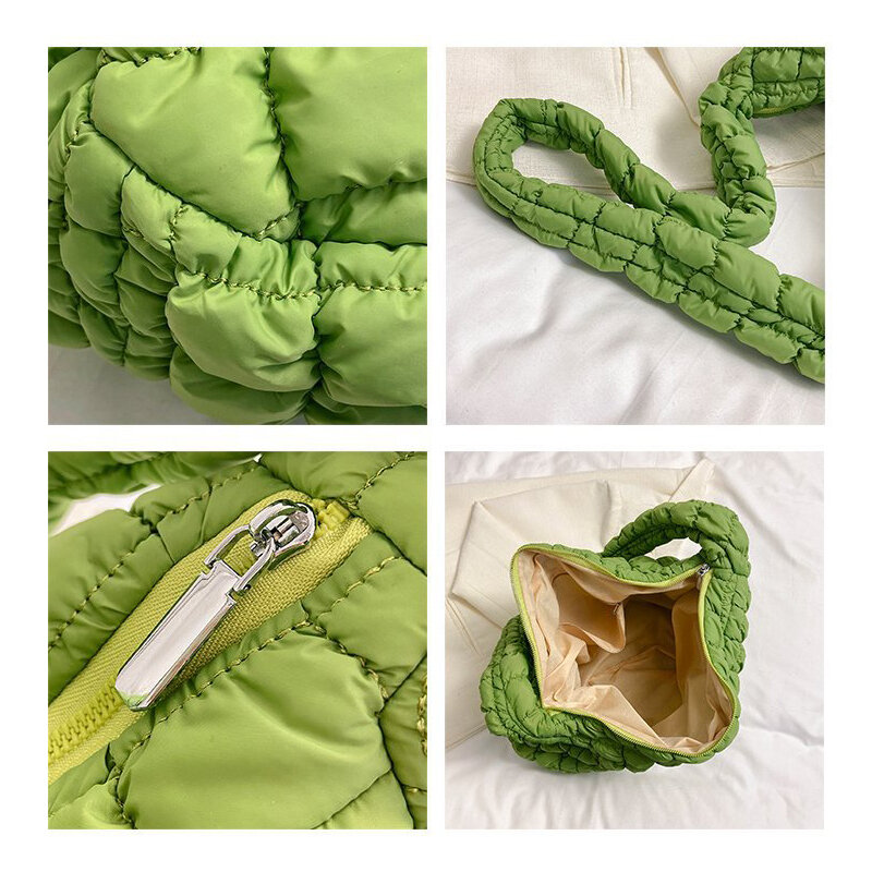New Cloud Bag Folded Soft Pleated Bubbles Shoulder Bags Dumpling Bag Large Capacity Tote Bag Cotton Underarm Handbag Woman