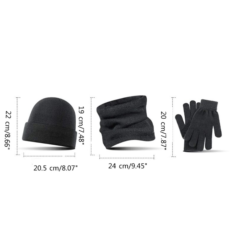 Conjunto versátil luvas cachecol chapéu para homens, adolescentes, roupa estudantes