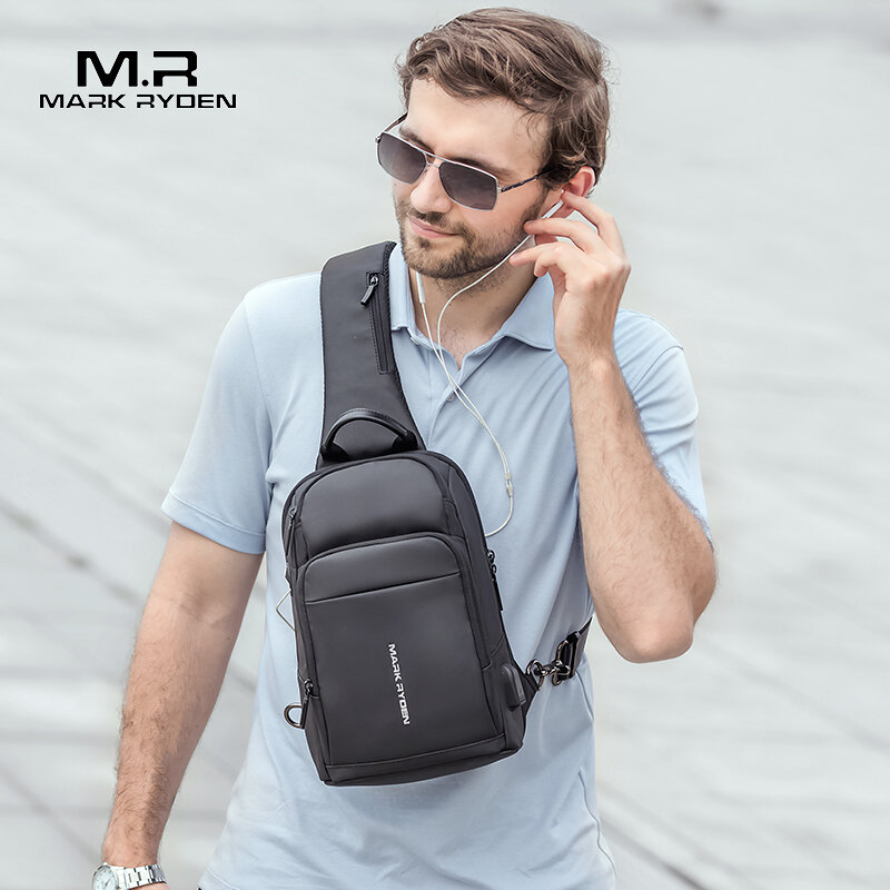 Mark Ryden Chest Bag Man Anti-thief Sling Bag Waterproof Men Crossbody Bag Fit 9.7 inch Ipad Fashion Shoulder Bag