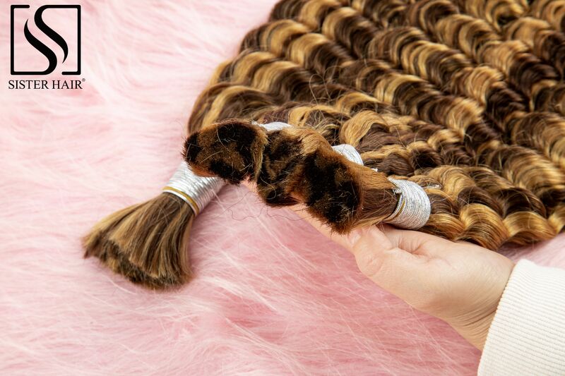 Человеческие волосы для плетения с эффектом омбре, 26, 28 дюймов, крупные волны, без уточка, 100% натуральные человеческие волосы для Плетения КОС в стиле бохо