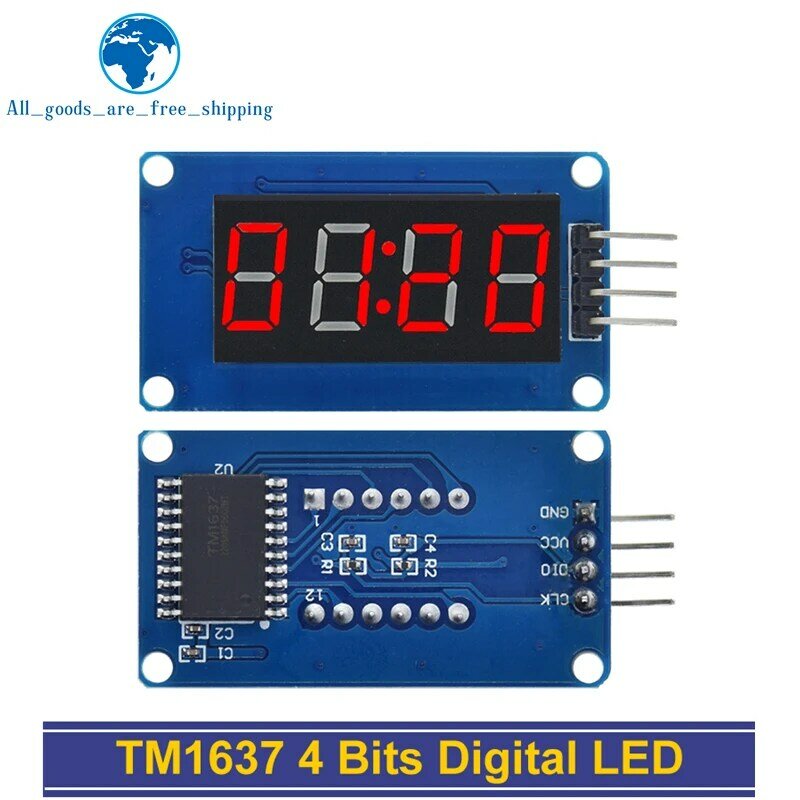 TM1637 modul Display LED Digital 4 bit UNTUK arduino 7 Segmen 0.36 inci jam tabung anoda merah empat paket papan Driver seri