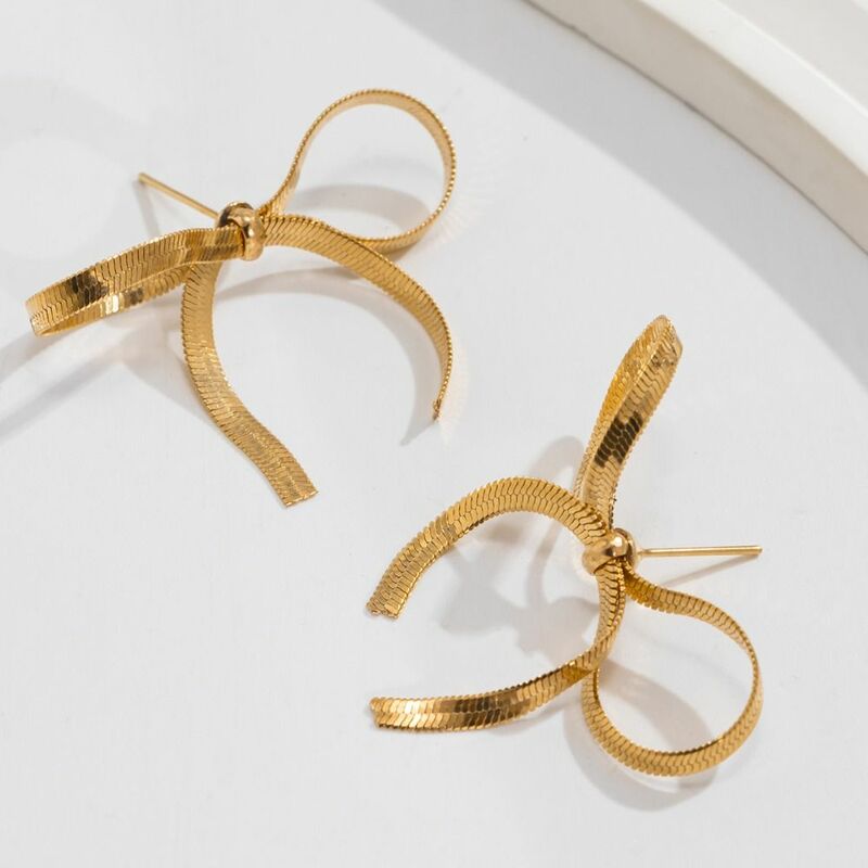 Orecchini con fiocco in oro orecchini classici in argento in lega regalo orecchini con nodo attraente portatile