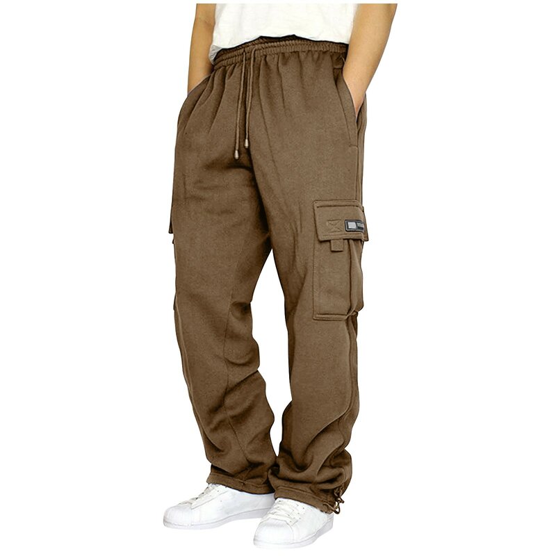 Pantalones casuales de primavera para hombre, pantalones de cintura con cordones, elasticidad suave, Color sólido, múltiples bolsillos, moda informal, trabajo diario