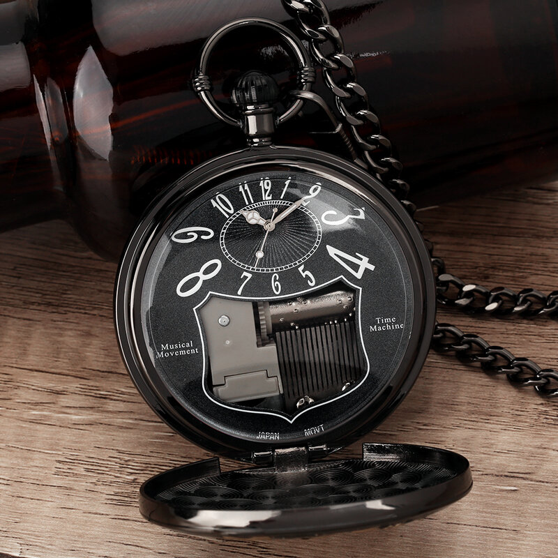 Série espacial relógio de bolso para homens e mulheres, original quartzo relógio cadeia, colar de música, casais exclusivos colecionáveis, presente
