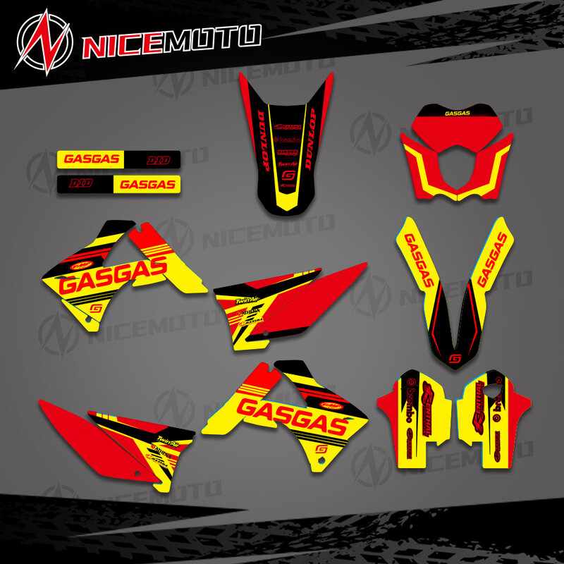 NICEMOTO New Custom number Team Graphics Backgrounds Decals Stickers Kit For GASGAS125 200 250 300 450 2010 2011 EC MC