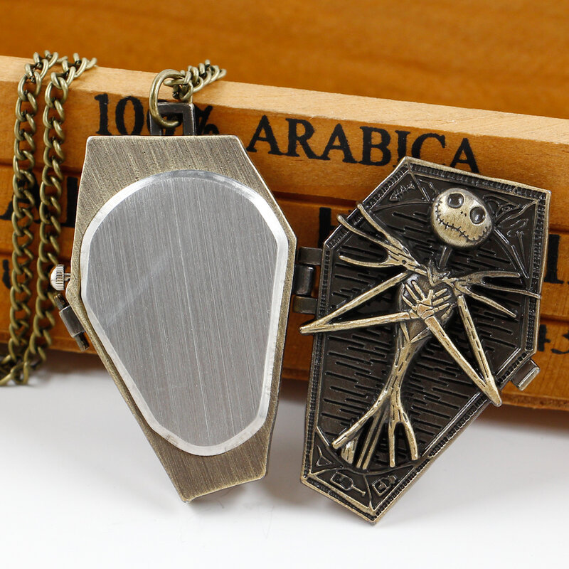 Unregelmäßiges Skelett Design Taschenuhr Retro antike Halskette Halloween Weihnachts geschenk für Männer Frauen Freunde reloj de bolsillo