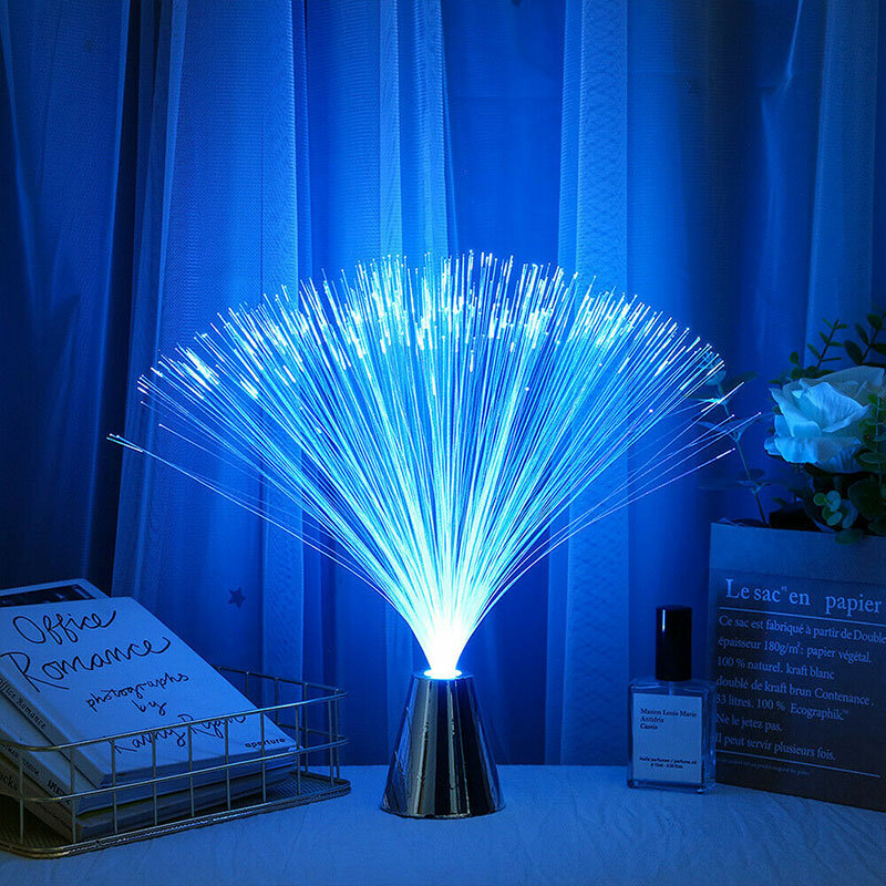 Luz LED Multicolor de fibra óptica para decoración del hogar, lámpara de noche para Navidad, boda, vacaciones, Color aleatorio, 8x8x34cm, 1 piezas