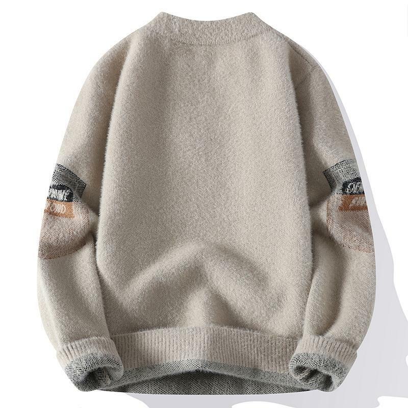 Swetry męskie dzianiny 2023 zima nowy okrągły dekolt płaszcz podstawowy wysokiej klasy modna marka luźno dopasowane top sprzedaż hurtowa